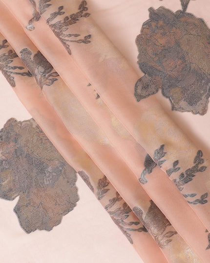 قماش شيفون من الحرير الخالص الفاخر مع لوركس معدني متعدد الألوان بتصميم زهور -D9702