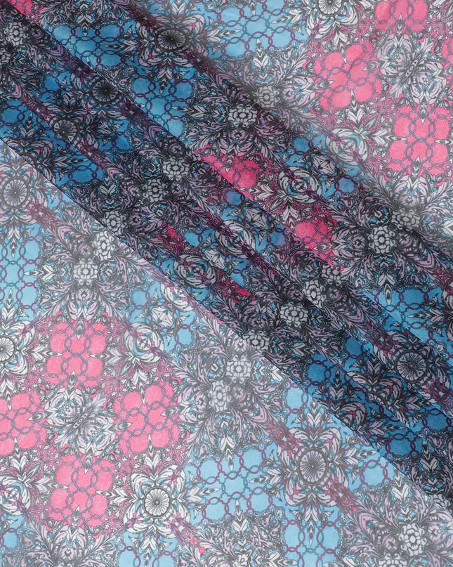 Multicolor printed synthetic chiffon fabric in floral design-D11016 Regal Fabrics