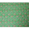 Kelly green Premium pure cotton voile fabric with multicolor print having embroidery and sequins in floral design-D13245