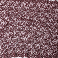 Maroon nylon tulle fabric with same tone embroidery in paisley design-D11685
