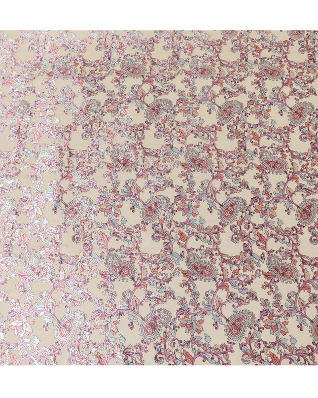 Gold synthetic chiffon fabric with multicolor velvet burnout print in paisley design-D14170 Regal Fabrics