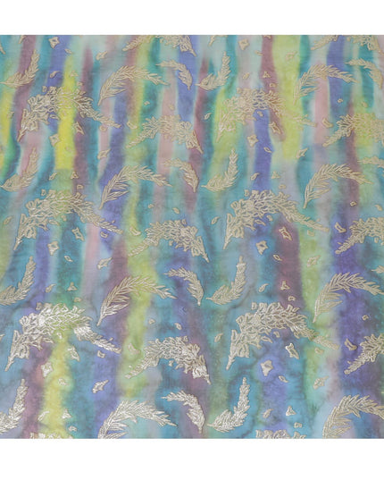 قماش شيفون حريري نقي فاخر متعدد الألوان مع لوركس معدني ذهبي بتصميم زهور-D14239