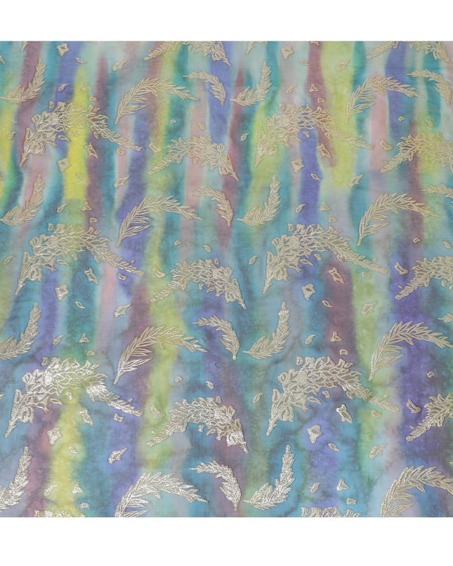 قماش شيفون حريري نقي فاخر متعدد الألوان مع لوركس معدني ذهبي بتصميم زهور-D14239