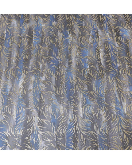 Multicolor premium pure silk chiffon fabric with gold metallic lurex in abstract design-D14076