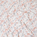 Off white sustainable Tencel fabric with rose brown and cloud grey print in abstract design-D10648