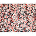 White Premium Italian silk chiffon dirac with black, orange and crimson red print having same tone velvet jacquard in floral design-D8688 Regal Fabrics