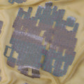 Dark khaki silk chiffon fabric with multicolor metallic jaquard in brick design . Per piece length of this product is 1.55 meters Regal Fabrics