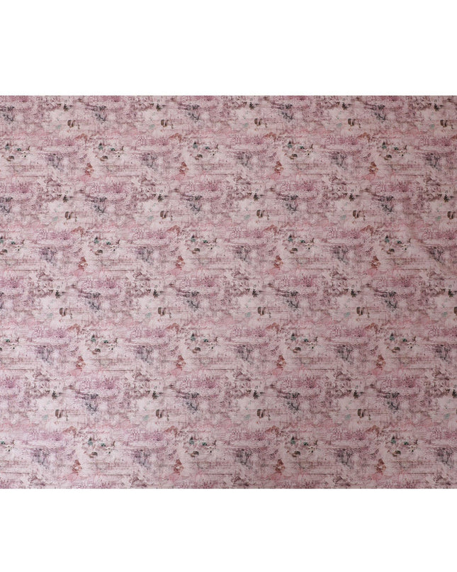 Light pink cotton lawn fabric with same tone and green print in abstract design-D9017