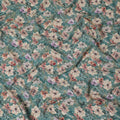 Light teal green viscose crepe fabric with multicolor print in floral design-D15354