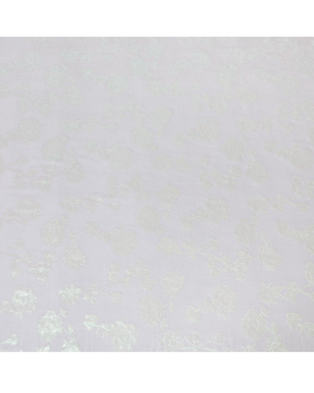 قماش شيفون من الحرير الخالص باللون الرمادي السحابي بنفس اللون والوركس المعدني باللون الأخضر النيون بتصميم الأزهار-D13892