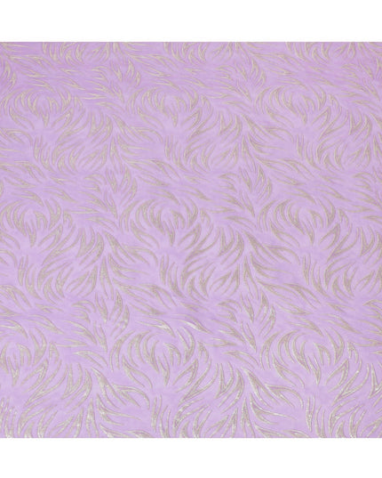 Lavender premium pure silk chiffon fabric with gold metallic lurex in abstract design-D14159