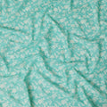 Turquoise green cotton voile fabric with beige print in floral design-D15152