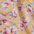 Mustard yellow blended viscose fabric with multicolor print in floral design-D13313 Regal Fabrics