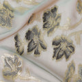 Olive, brown premium pure silk chiffon fabric with grey, black viscose having gold metallic lurex in floral design-D14128