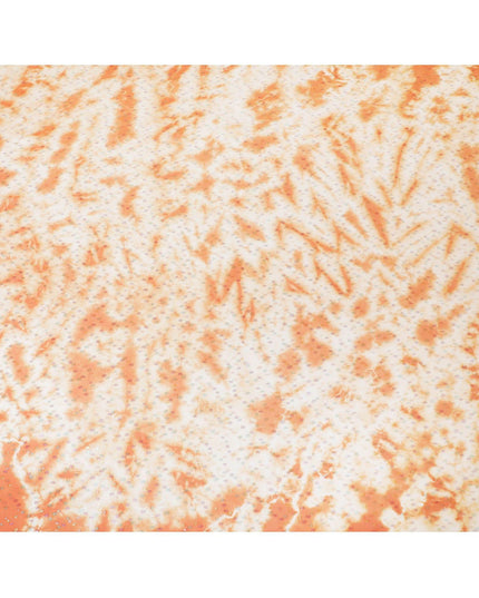 Melon orange premium pure silk chiffon fabric with multicolor metallic lurex in dot design-D10418
