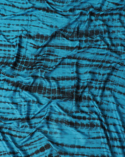 Blue, Black blended viscose fabric with tie and die print in fancy design-D12097