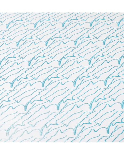 White Premium pure silk chiffon with blue metallic lurex in abstract design-D11364 Regal Fabrics