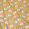 Mustard yellow cotton voile fabric with same tone jacquard having multicolor print in floral design-D8247 Regal Fabrics