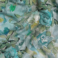 Powder blue viscose crepe fabric with multicolor print in floral design-D15645 Regal Fabrics