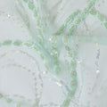 Light mint green nylon tulle fabric with same tone embroidery, sequins and bead work in fancy design-D13970