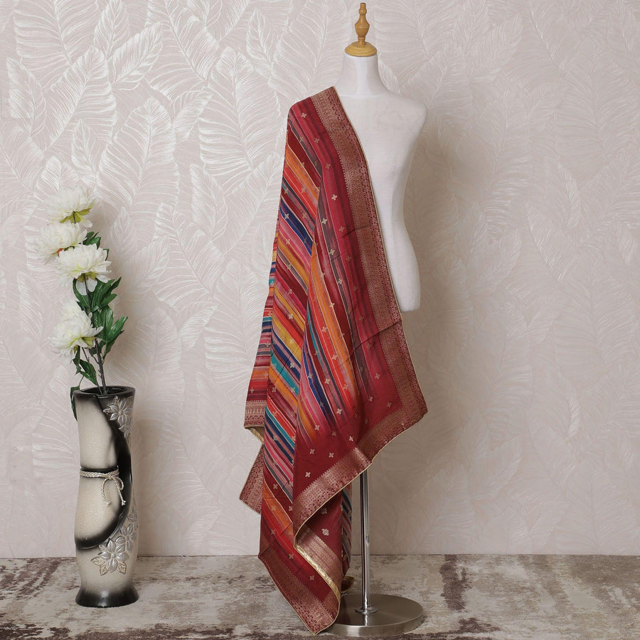 Multicolor Synthetic dupatta with gold jacquard in fancy design-D14967