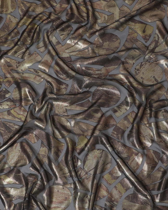 Black Premium pure French (Fransawi) silk chiffon fabric with multicolor metallic lurex in fancy design-D15643