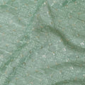 Sage green synthetic blended tussar silk fabric with same tone embroidery having sequins in fancy design-D13673