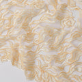 Blonde yellow nylon tulle fabric with same tone and mustard yellow embroidery in fancy design-D11775