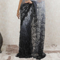 Black to Pearl grey Premium Pure French chnatilly saree lace having stone work in ombre design-D13469