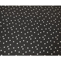 Black Italian viscose crepe fabric with off white print having gold metallic lurex stripe in Polka dot design-D7807