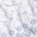White premium Swiss cotton voile fabric with same tone and baby blue embroidery having stone work in fancy design-D10370