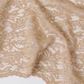 Brown synthetic lace fabric with same tone embrodiery in fancy design-D13898