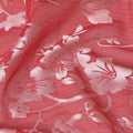 Red Premim pure silk chiffon fabric with silver jacquard in floral design-D15322