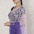 Light Lilac to purple Premium pure French chantilly lace saree in ombre design-D14531