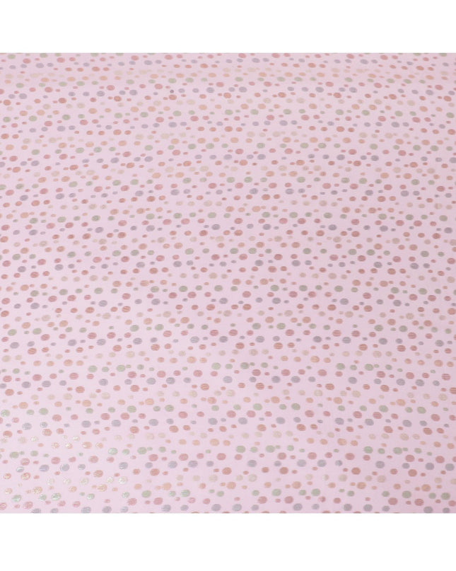 Baby pink Premium pure silk chiffon fabric with multicolor metallic lurex in dot design-D15334