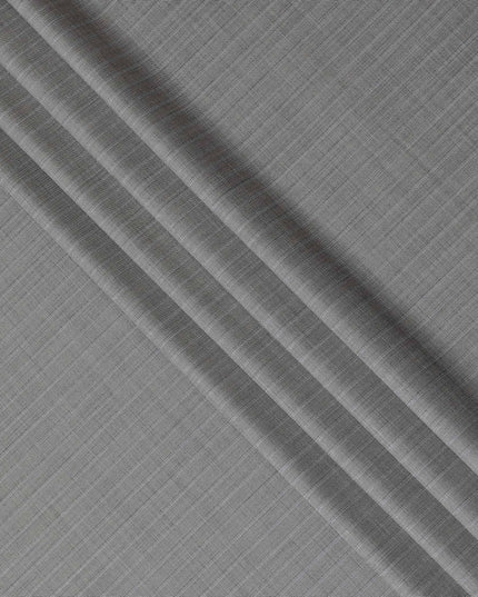 قماش رمادي سحابي فاخر من الصوف الإيطالي الخالص مع نفس اللون وتصميم شريط أزرق مسحوق - D14800