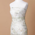 Light beige lace fabric with same tone embroidery having multicolor print, beads and sequins in floral design-D7735