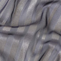 Navy Blue Premium pure silk chiffon fabric with gold metallic lurex in stripe design-D12405