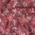 Ruby red cotton voile fabric with red and gold embriodery in floral design-11232 Regal Fabrics
