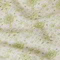 Off white cotton voile fabric with sage green print in floral design-D15061