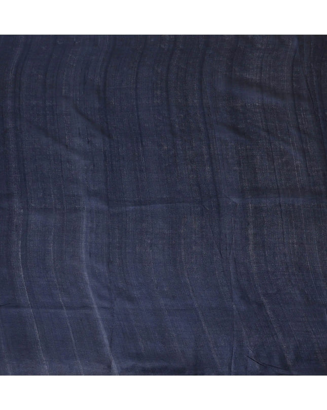 Navy blue plain blended tussar silk fabric-D12243 Regal Fabrics