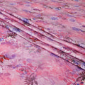 Taffy pink blended cotton lawn fabric  with multicolor print in floral design: D-5666
