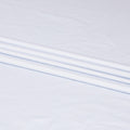 White blended cotton shirting fabric with powder blue and blue print in stripe design-D6342