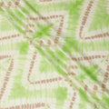 Mint green, light beige, pale brown blended viscose fabric with tie and die print in fancy design-D12467 Regal Fabrics
