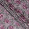 Light lavender Premium pure cotton voile fabric with magenta pink, oliv egreen, light pink and beige embroidery in floral design-D15249