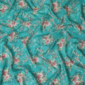 Fountain blue viscose crepe fabric with multicolor print in floral design-D11071 Regal Fabrics