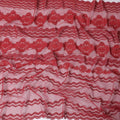 Crimson red nylon tulle fabric with same tone embroidery in floral design-D11753 Regal Fabrics