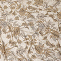 قماش فيسكوز إيطالي فاخر باللون البيج اللاتيه بنفس اللون، طباعة باللون الأسود والبني الشاحب بتصميم الأزهار-D12528