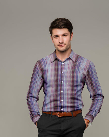 Multicolor 100% cotton shirting fabric in fancy design-D7413