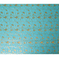 Turquoise blue premium pure silk chiffon fabric with same tone, mustard viscose having gold metallic lurex in floral design-D13188